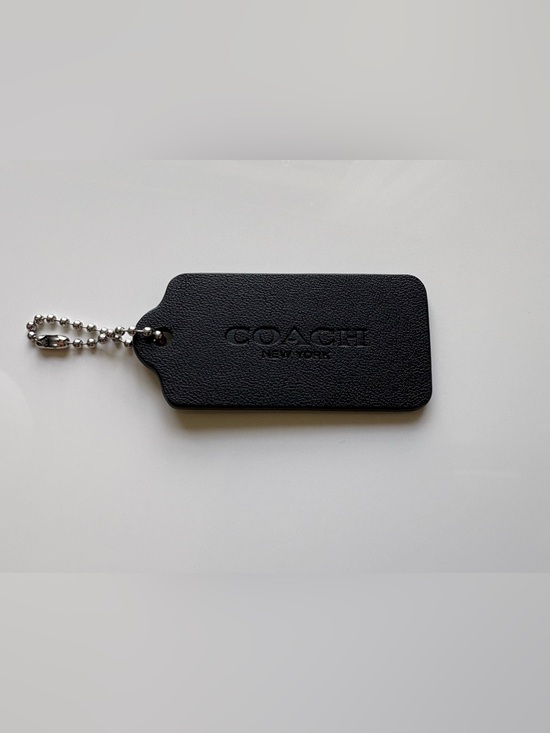 Coach Other - COACH 2" Medium Black Leather Silver Hang Tag Hangtag Bag Charm Keychain Fob
